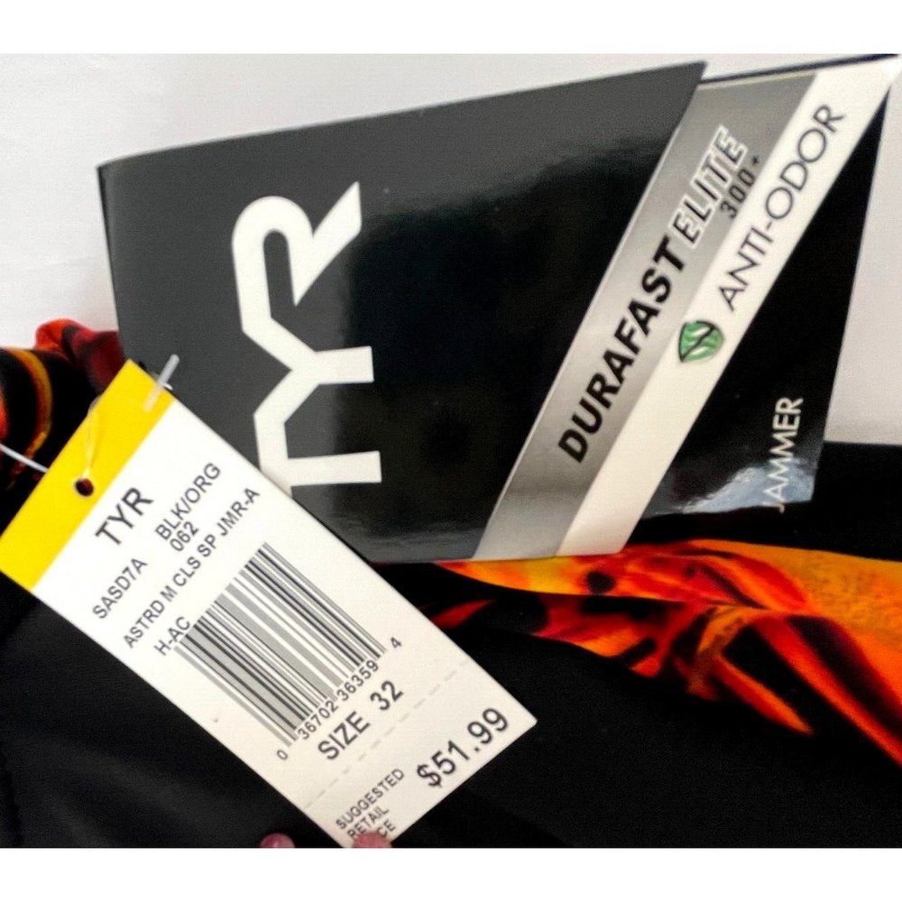 TYR Durafast Elite Asteroid Splice Jammer Men Swim - Black Orange - Size 32 $52 - Picture 4 of 8